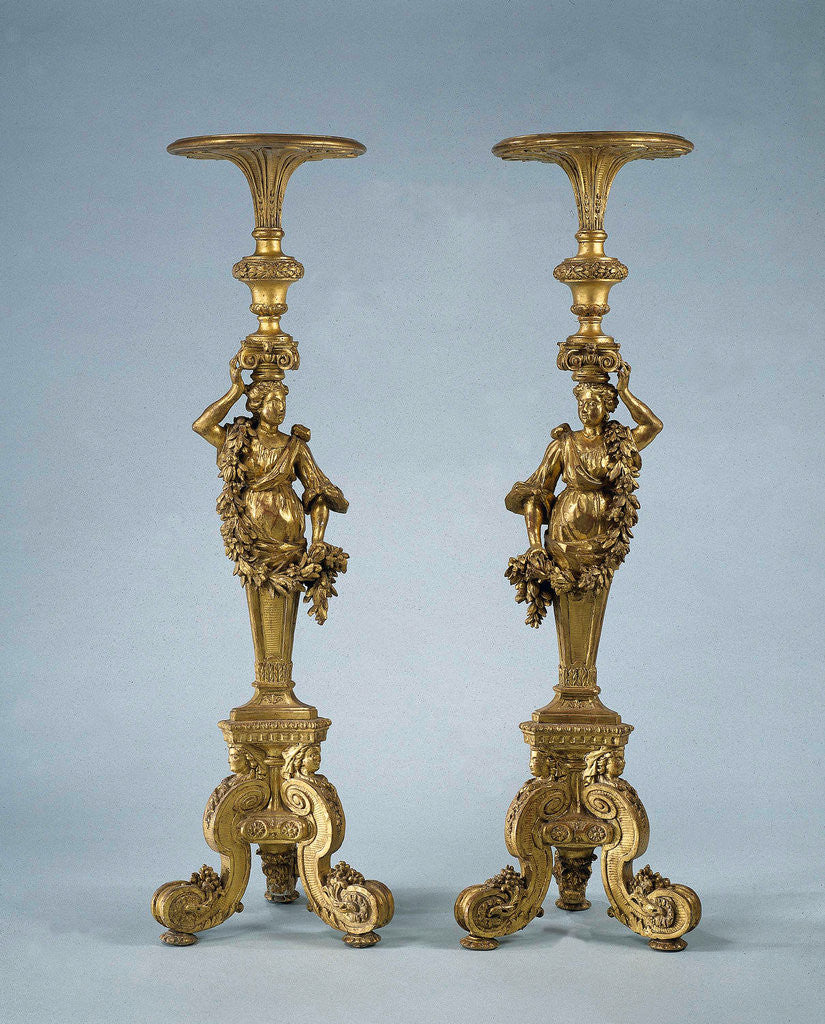 Detail of Two candle stands Torchères by Anonymous