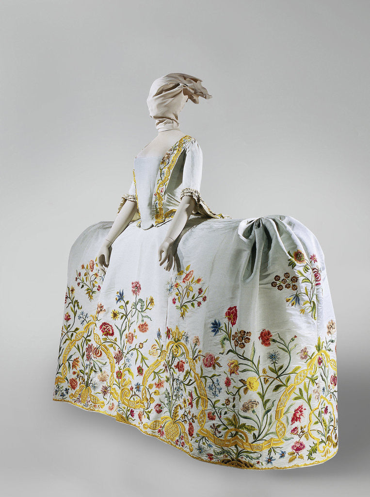Detail of Wedding gown of pale blue silk by Anonymous