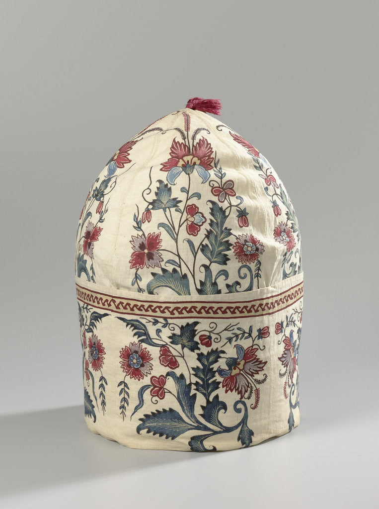 Detail of Cap with painted floral design by Anonymous