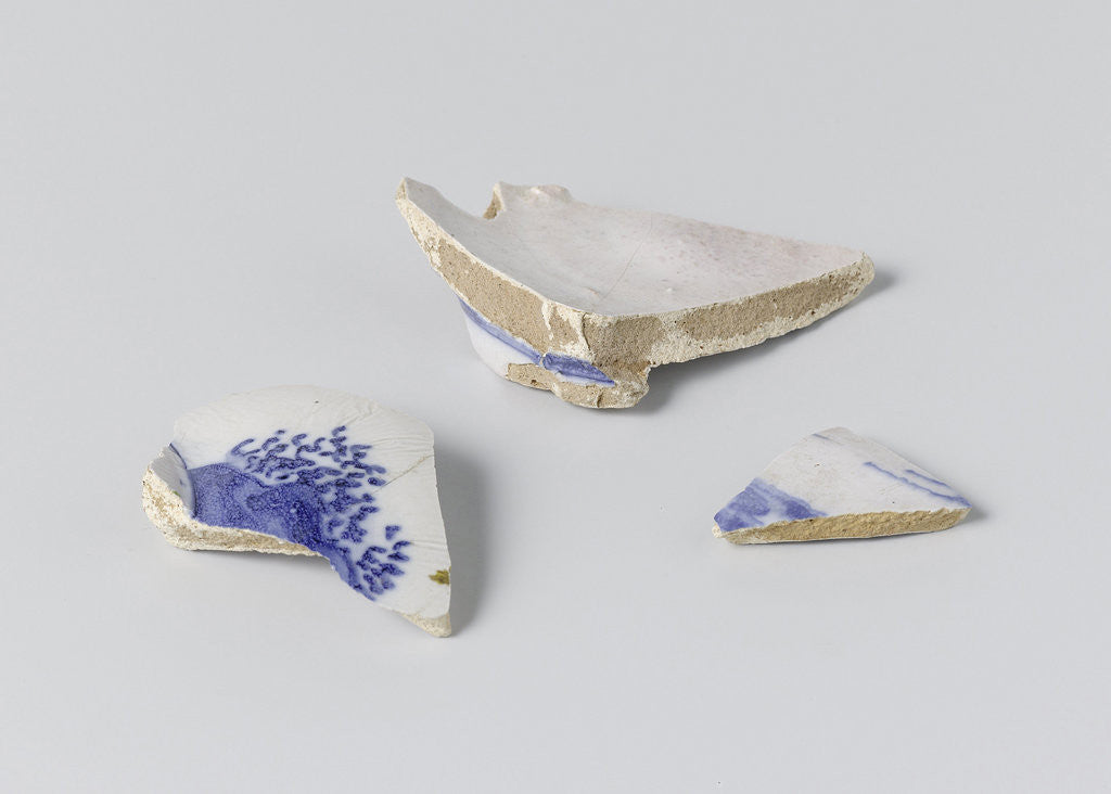 Detail of Fragment, three pieces, of a blue painted vase by Anonymous