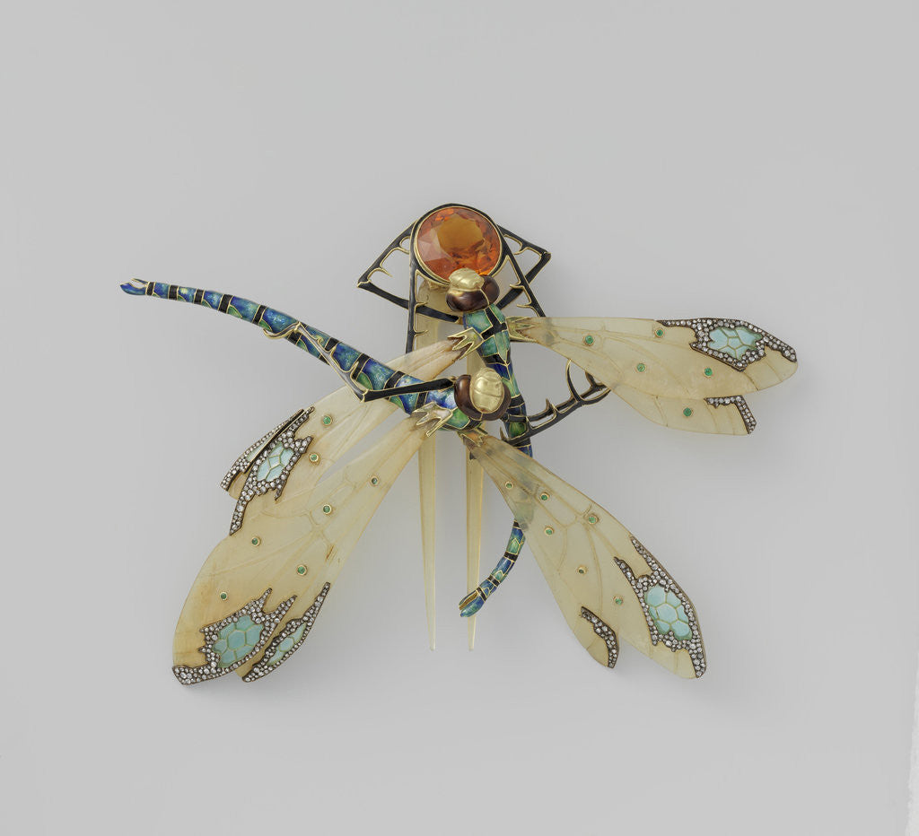 Detail of Comb in the form of two dragonflies by Lucien Gaillard