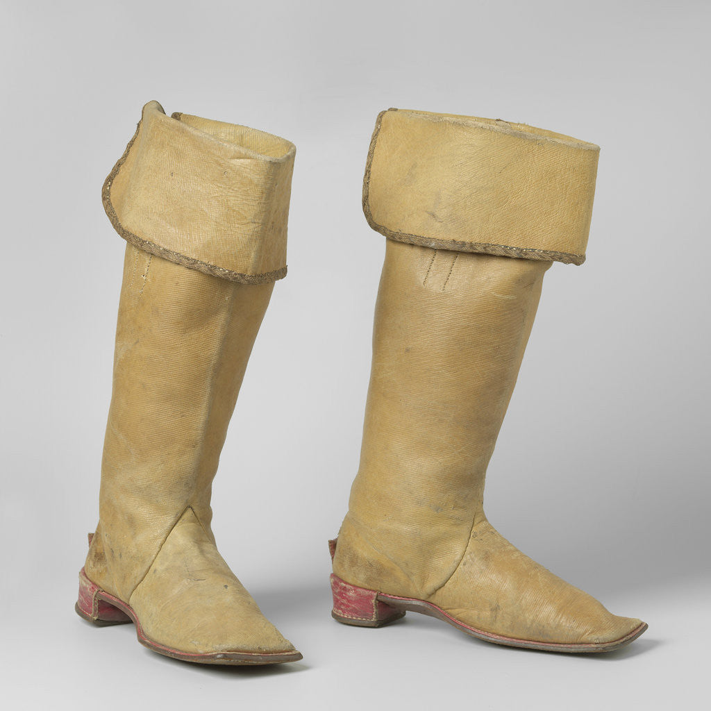 Detail of Knee High Boot from yellow cow leather, with gold braid deposed cover the top of the shaft by Anonymous