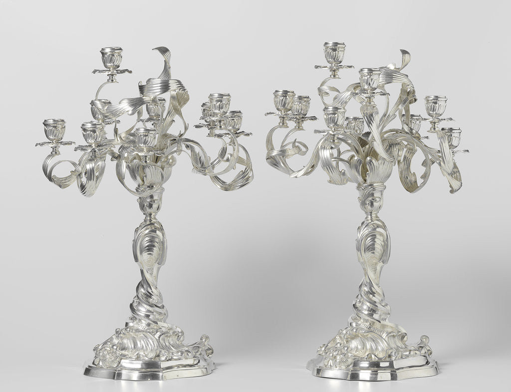 Detail of Two candelabra, Koninklijke Utrechtsche Fabriek van Zilverwerken van C.J. Begeer by M.J. Lens