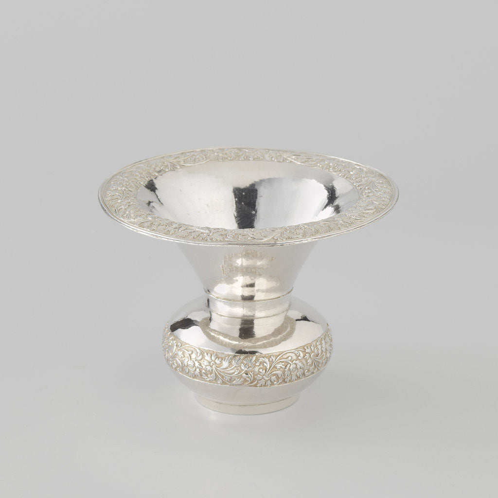 Detail of Spittoon silver with chased flowers and leaves by Anonymous