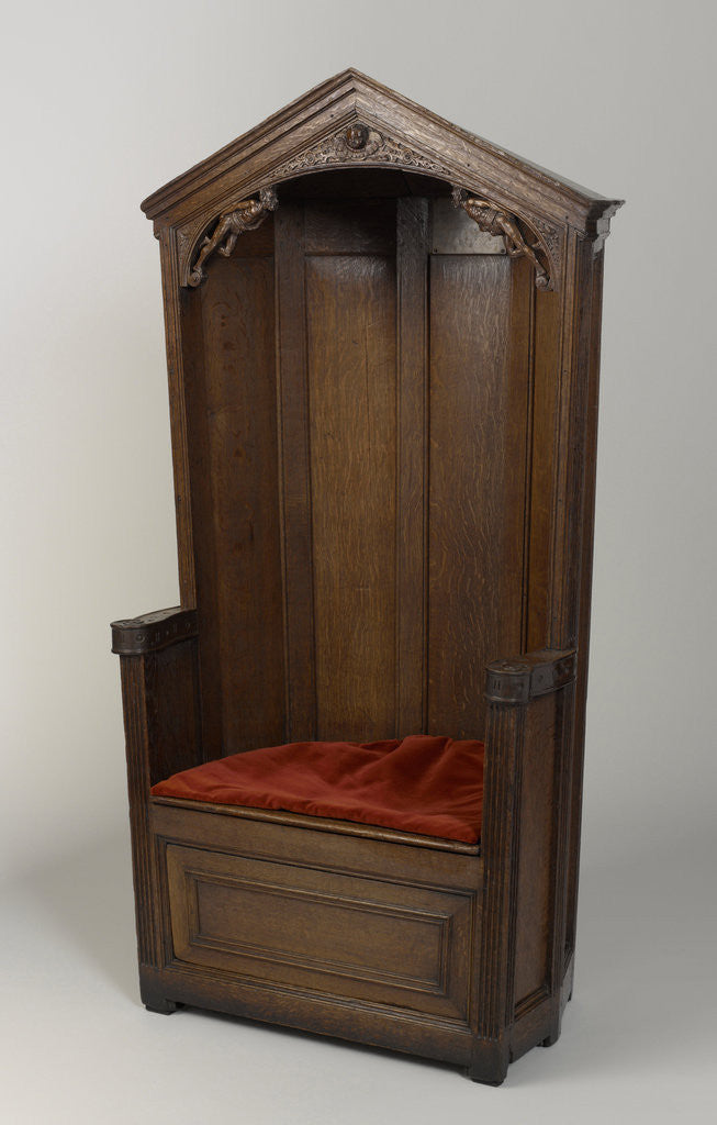 Detail of Armchair of oak, with canopy roof by Anonymous