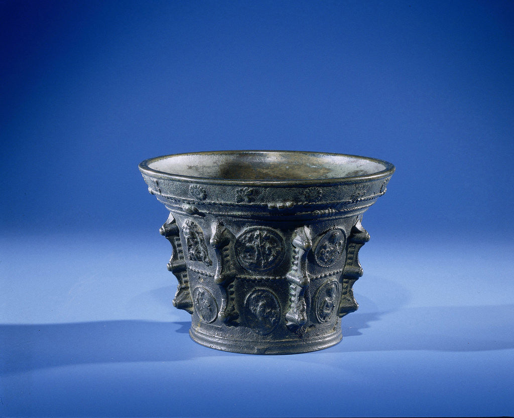 Detail of Mortar and Mary with Child and crowned angels by Anonymous