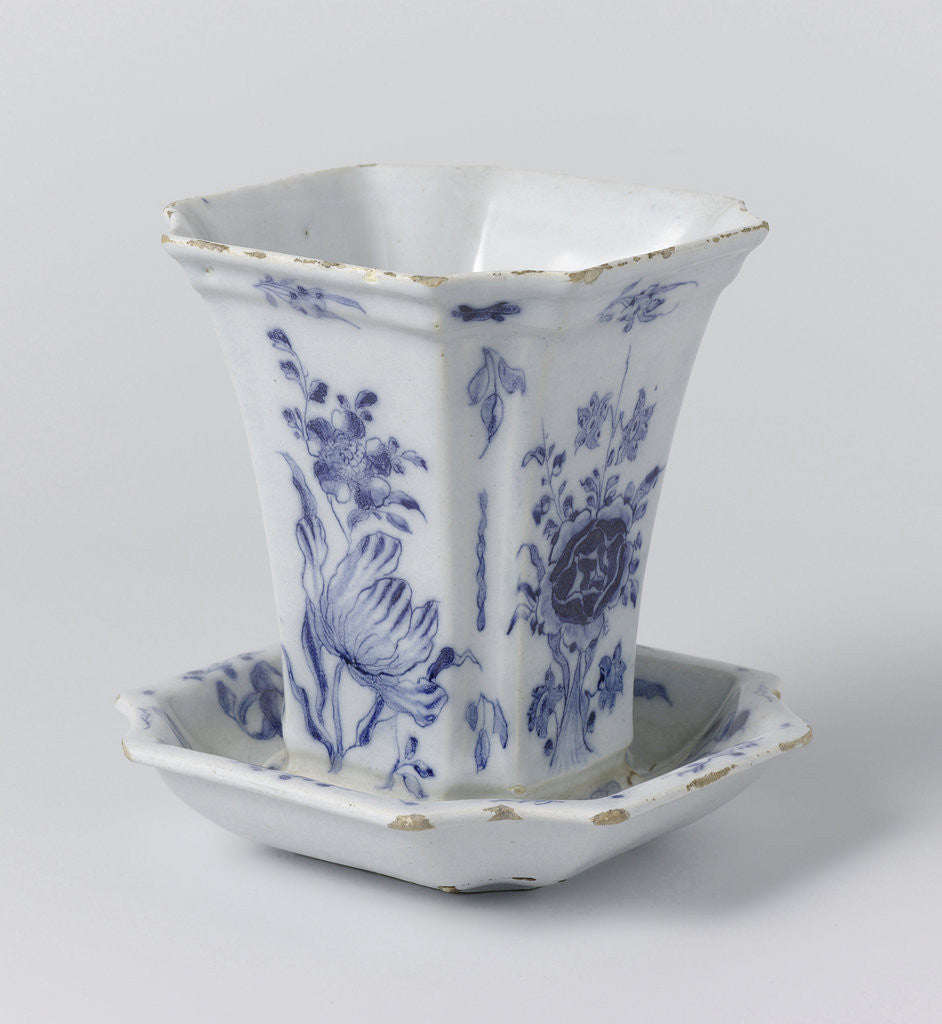 Detail of Two flowerpots and saucers by Anonymous