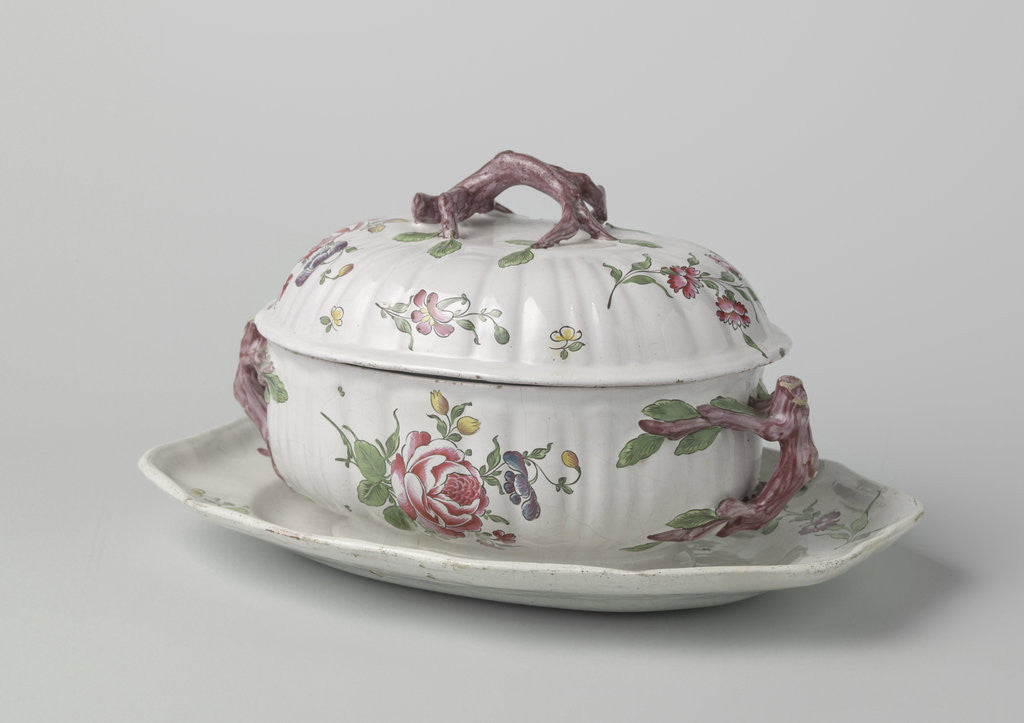 Detail of Terrine with lid on saucer by Anonymous