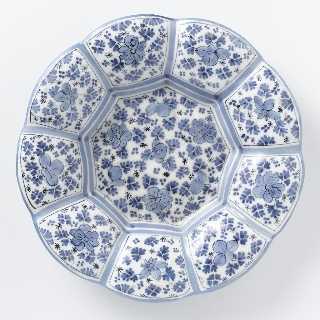 Detail of Dish with edge of blue painted faience by Anonymous