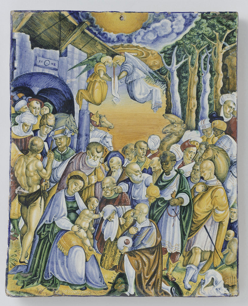 Detail of Plate with the adoration of Jesus by the Magi by workshop of Piero Bergantini