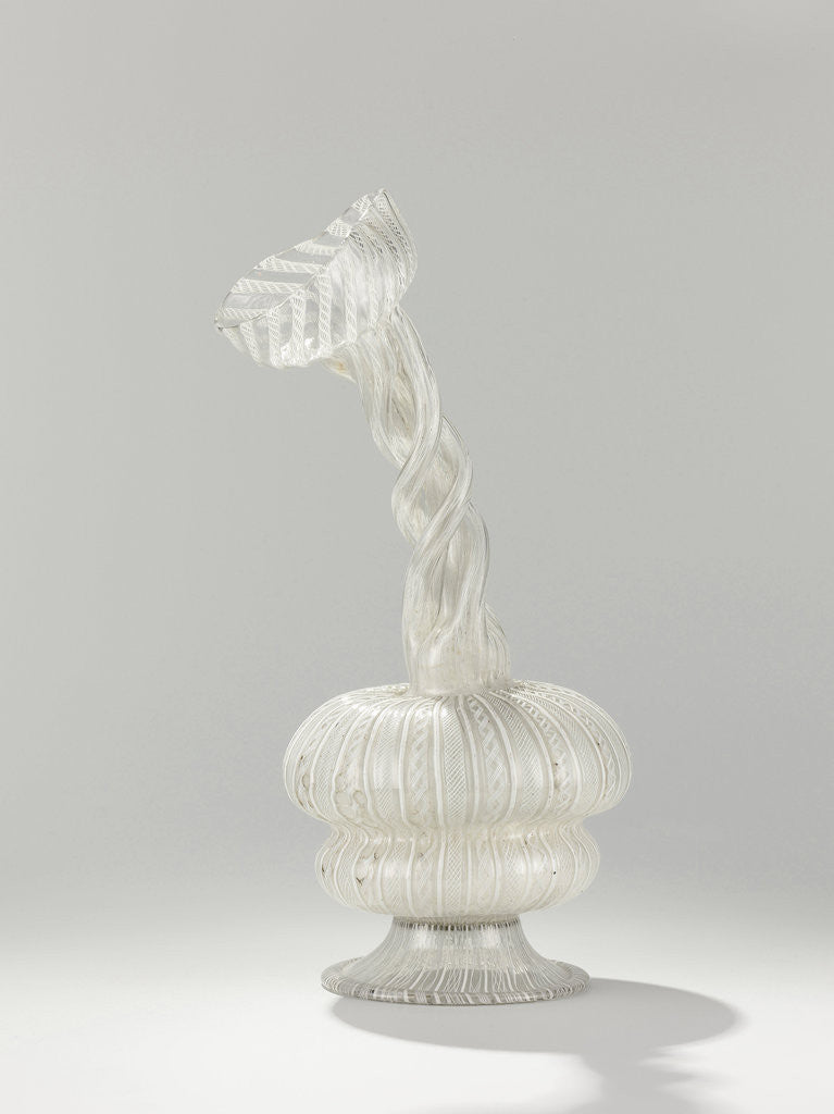 Detail of Kuttrolf of filigrein glass by Anonymous