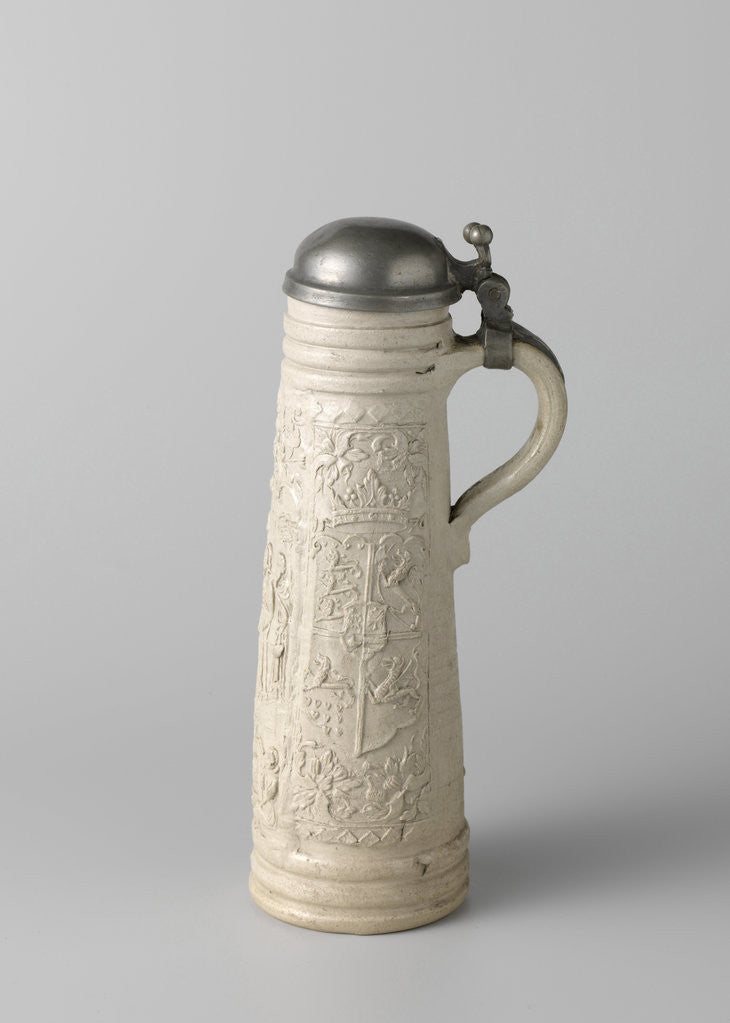 Detail of Stoneware decorated with biblical scenes and a weapon by Monogrammist LW