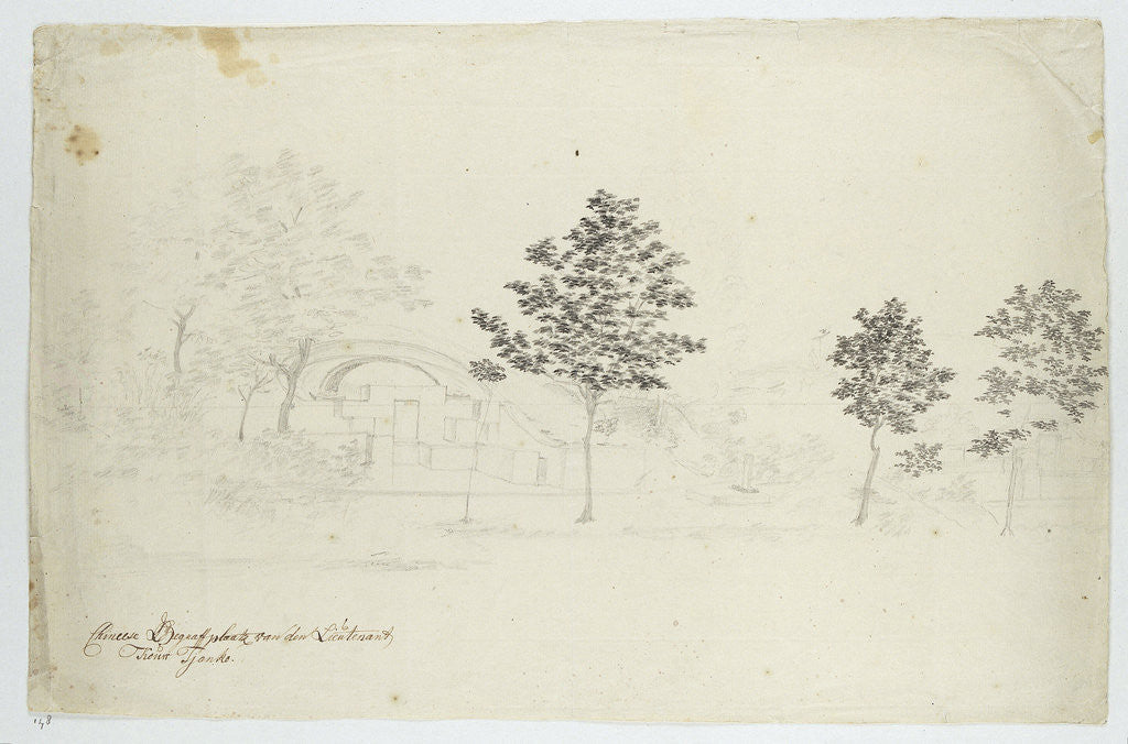 Detail of Chinese cemetery with grave of Lieutenant Kouw Tjanko by Jan Brandes