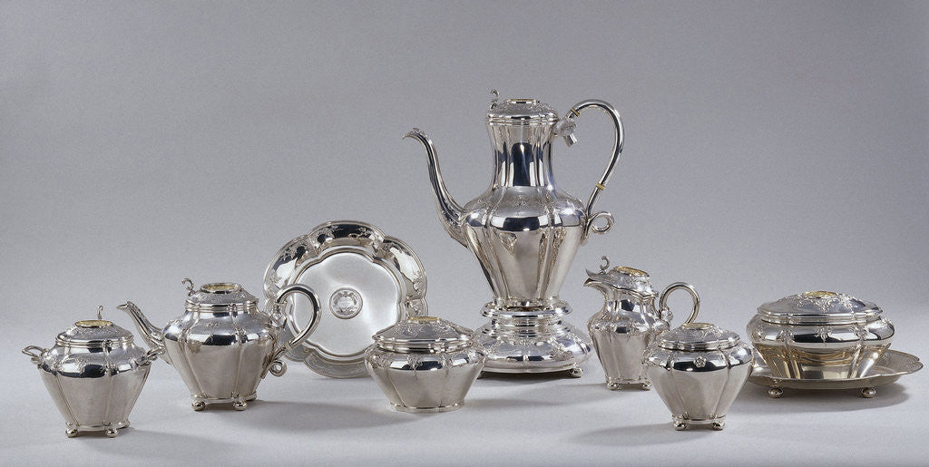 Detail of Tea and coffee service of J. D. Preuyt, farmer and mayor of Geervliet, given to him for his anniversary in 1873 by Anonymous