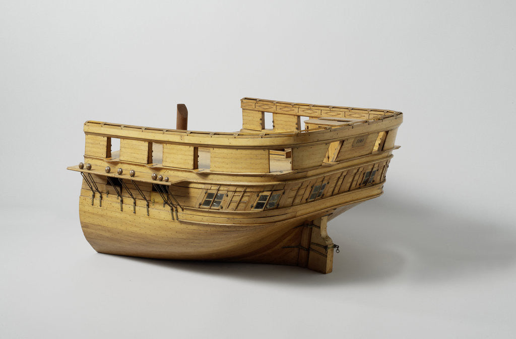 Detail of Model of a stern of a frigate of 60 pieces by Pieter Glavimans