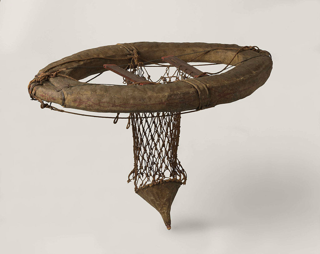 Detail of Craft, Large oval driving belt made of textile presumably filled with a wooden frame and cork by H.W. Burman