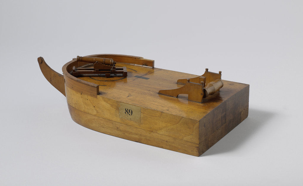 Detail of Model of two different designs for the gun platform on the bow by Anonymous