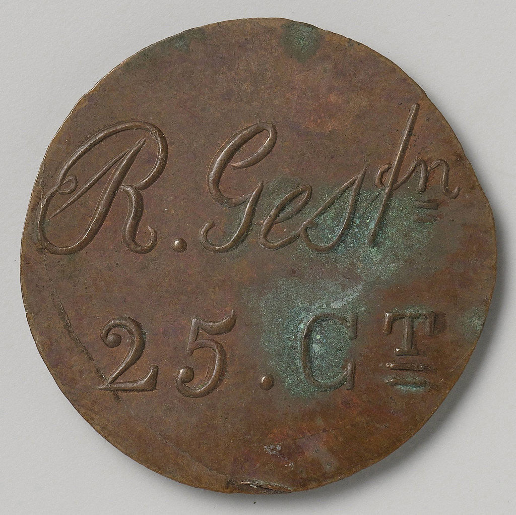 Detail of Rijksgestichten Ommerschans and Veenhuizen, home currency beaten by order of the Charity Society worth 25 cents by Anonymous