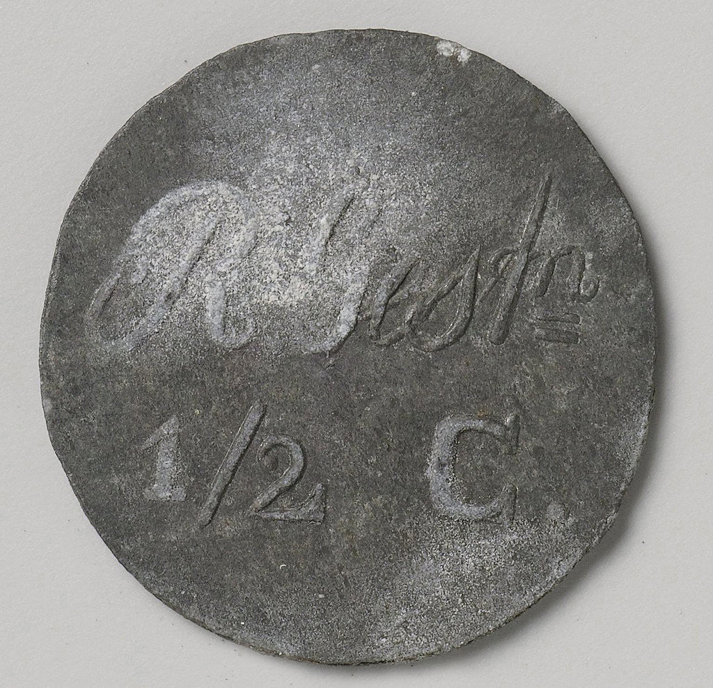 Detail of Rijksgestichten Ommerschans and Veenhuizen, home currency beaten by order of the Charity Society worth half cent by Anonymous
