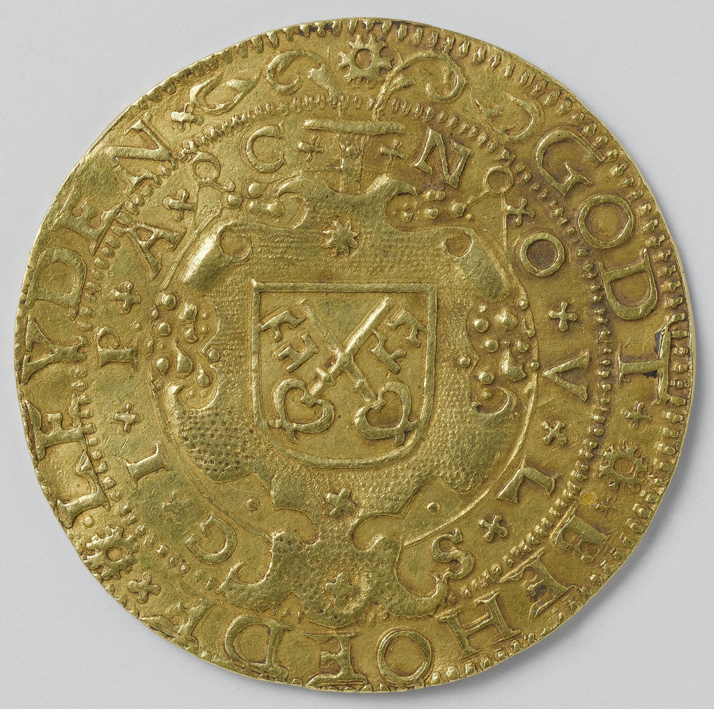 Detail of Twenty-eight pence, siege of Leiden, emergency coin made of gold from churches and monasteries by Anonymous