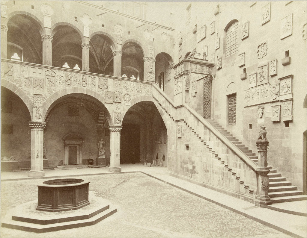 Detail of Courtyard of the Palazzo Podestà in Florence Italy by Fratelli Alinari