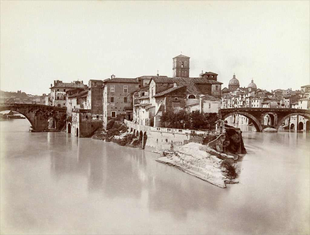 Detail of Tiber Island and San Bartolomeo by Fratelli Alinari