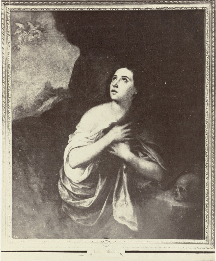 Detail of Photo Reproduction of painting from Museum of Isabella II Murillo, Mary Magdalene by Anonymous