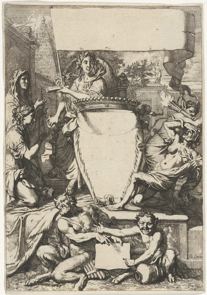 Detail of Cartouche surrounded by allegorical figures by Gerard de Lairesse