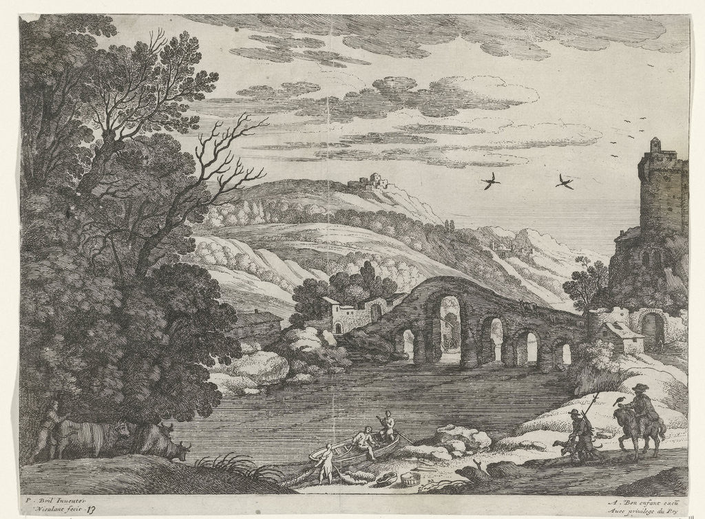 Detail of Landscape with a River by Willem van Nieulandt II and Antoine Bonenfant