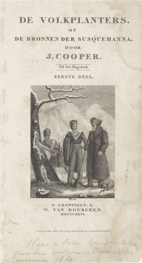 Detail of Title page for, J. Cooper, The settlers, 1826, De volkplanters, Slaes by Anonymous