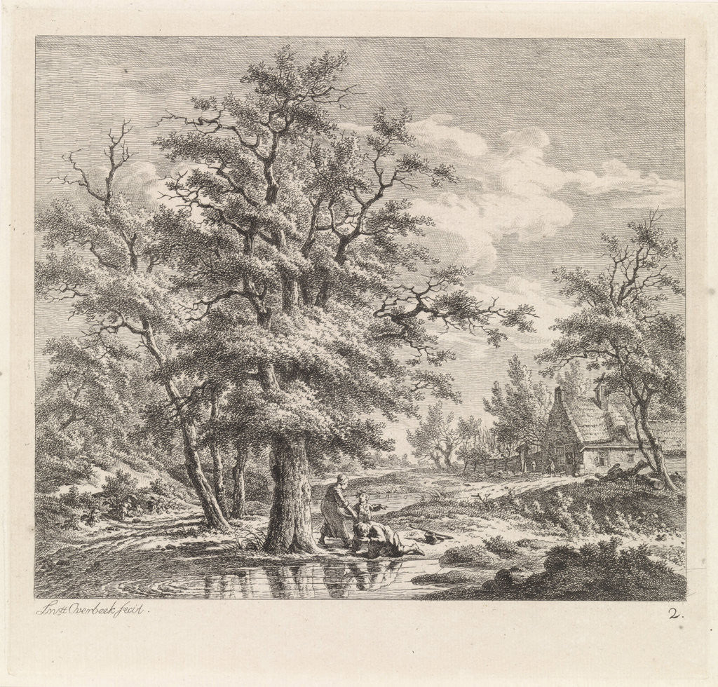 Detail of Two boys at a lake by Leendert Overbeek