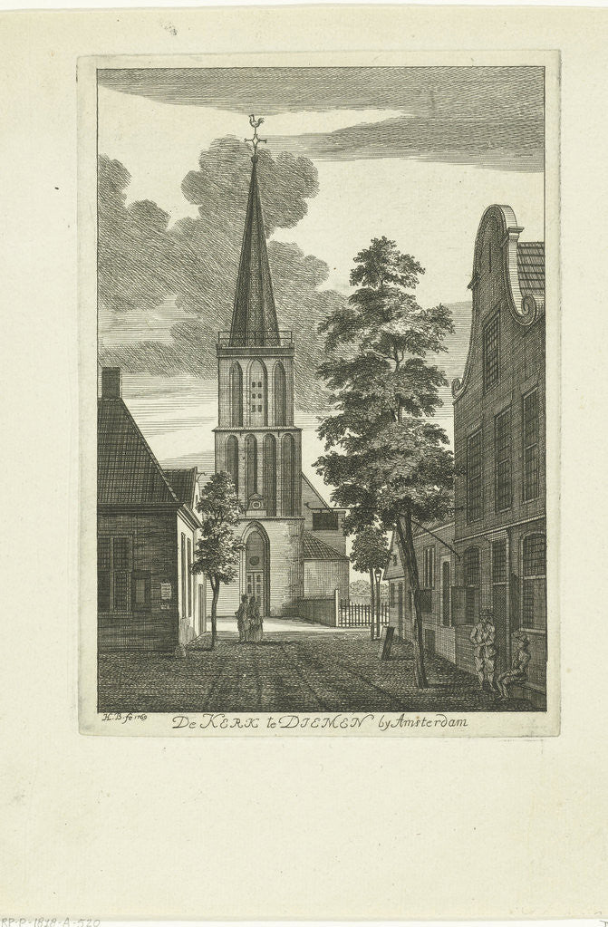 Detail of Village scene with church in Diemen The Netherlands by Hendrik Berg