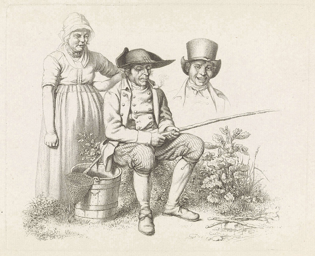 Detail of Study Sheet with a fisherman, a woman and a bust of a man by Jacob Ernst Marcus