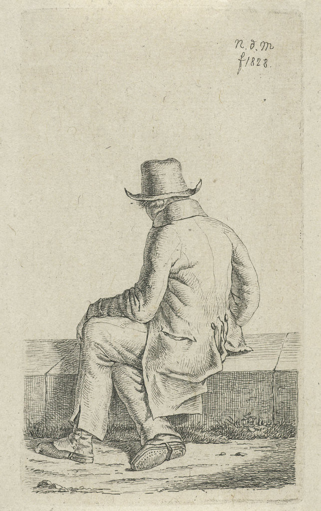 Detail of Sitting man on wall by Anthonie Willem Hendrik Nolthenius de Man