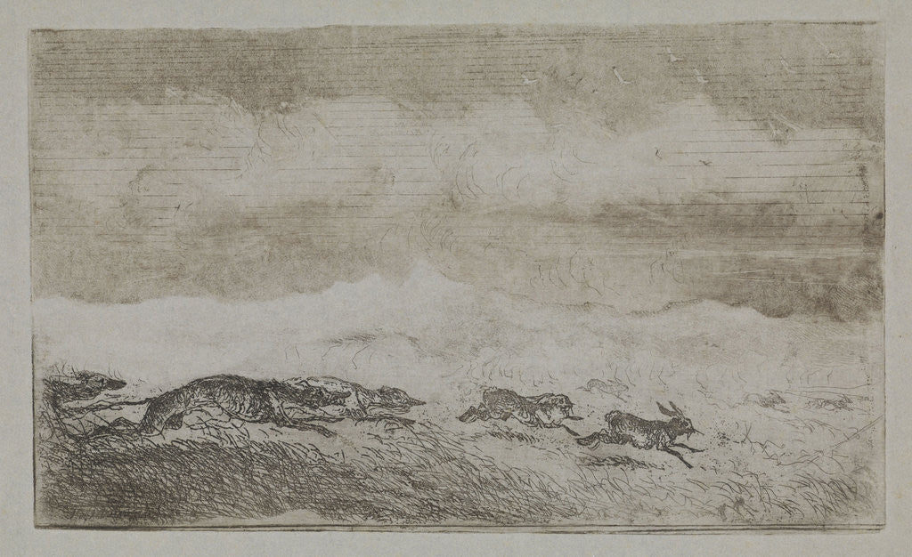 Detail of Hare Hunt by Johannes Tavenraat