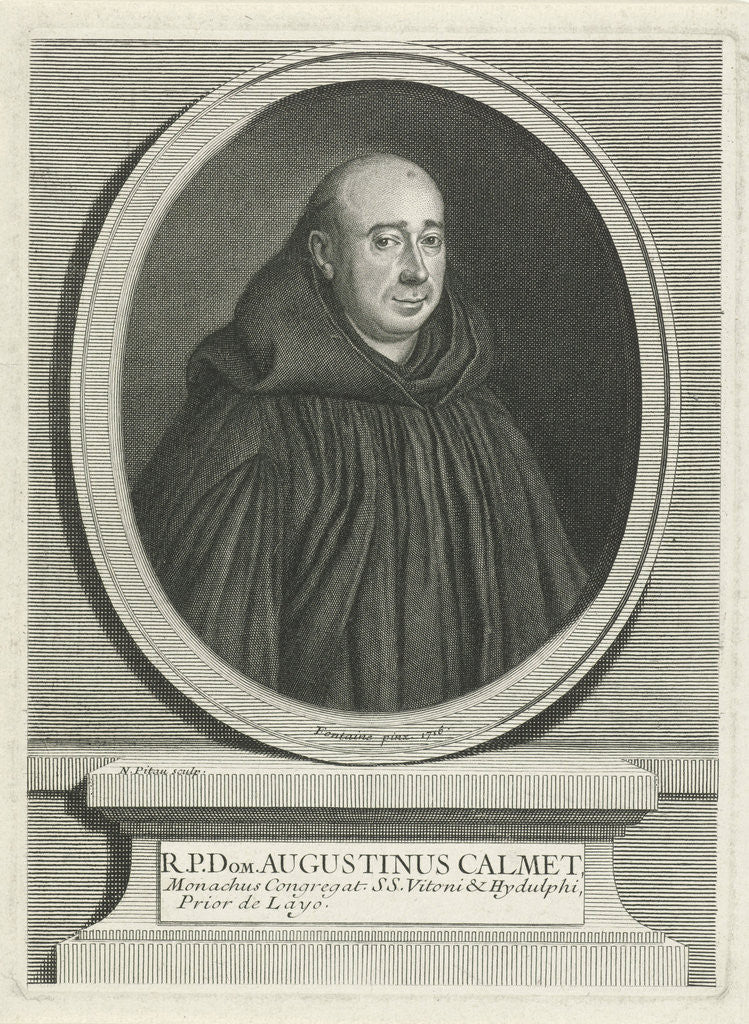 Detail of Portrait theologian Augustin Calmet by Nicolas Pitau II