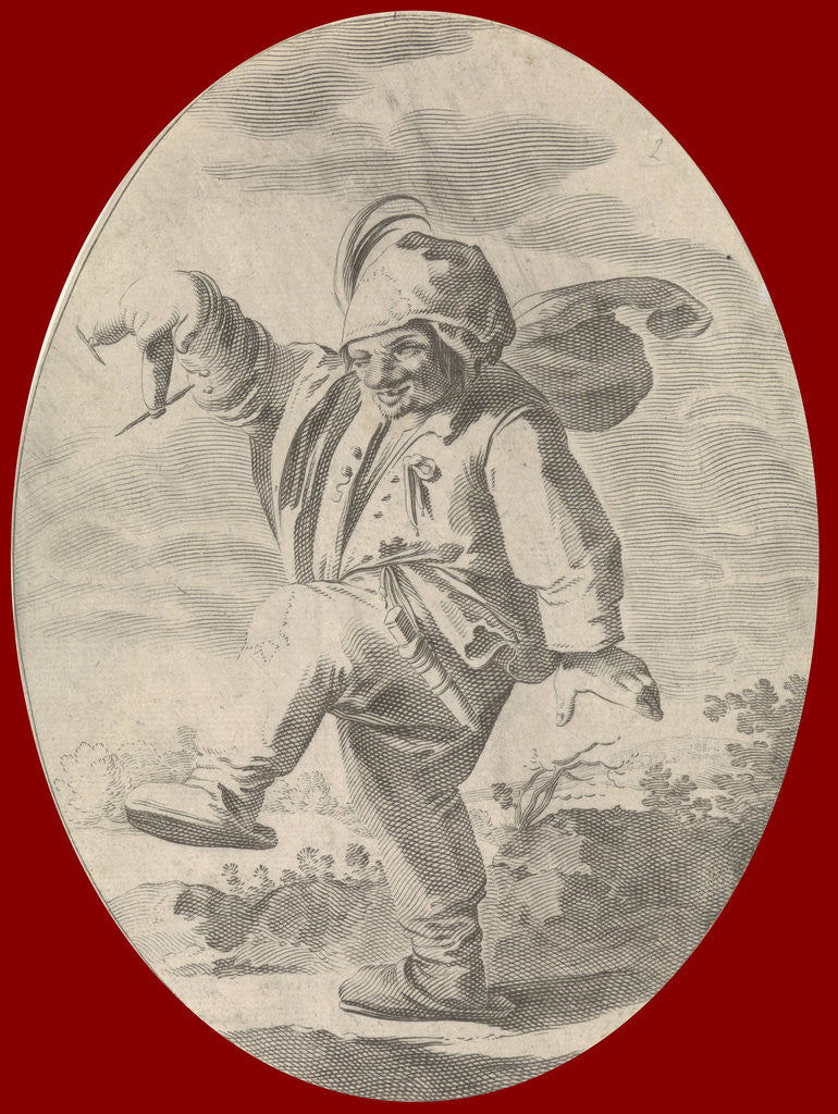 Detail of Dancing farmer with a sausage, Nicolaes van Lijnhoven, Andries Both, 1622 - before 1702 by Nicolaes van Lijnhoven and Andries Both