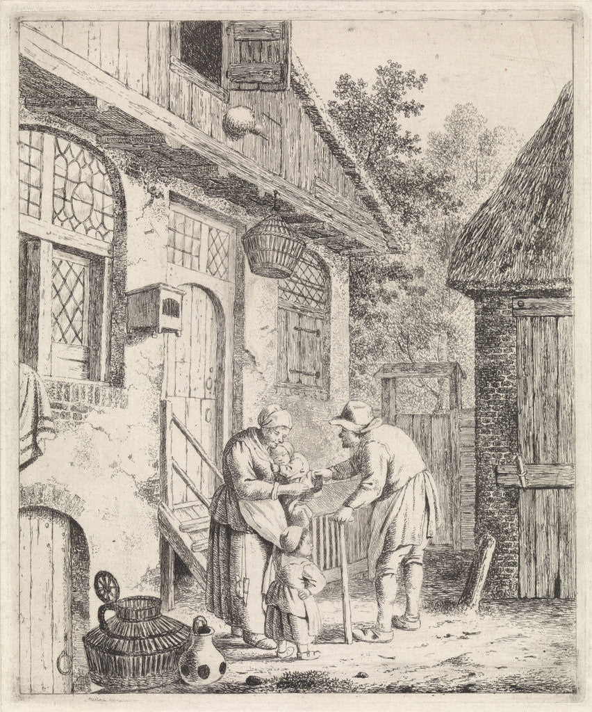 Detail of Courtyard with farmers, Johannes Christiaan Janson by Christina Chalon
