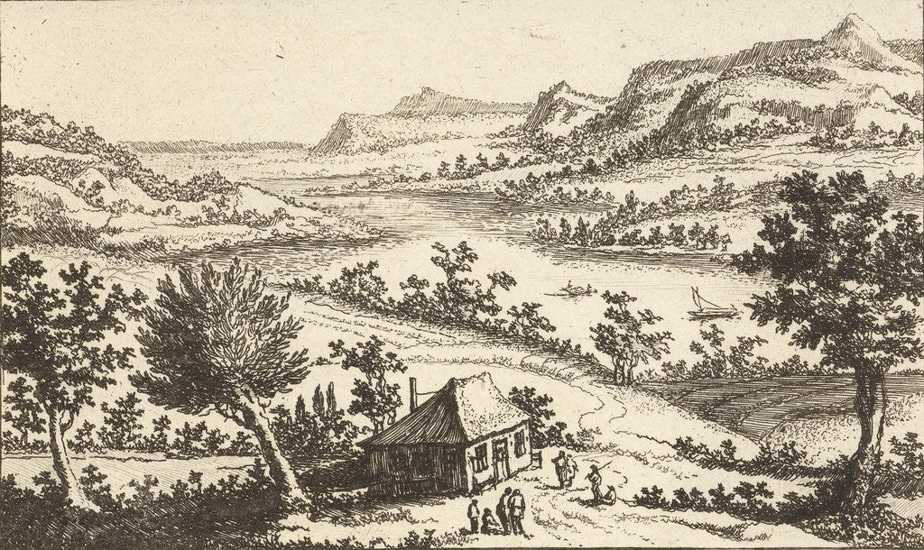 Detail of House on the banks of a river by Jan van Almeloveen