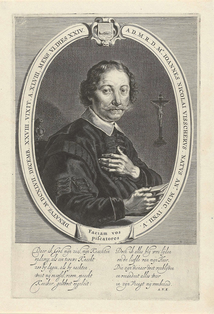 Detail of Portrait of John Nicolaesz. Visscher, Theodor Matham by Monogrammist AVK