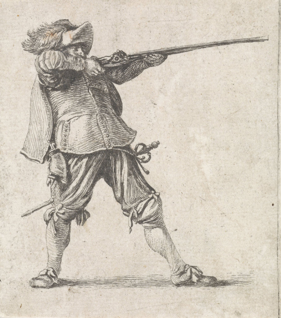 Detail of Firing his gun, Dirk Maas, Philips Wouwerman by Firing his gun
