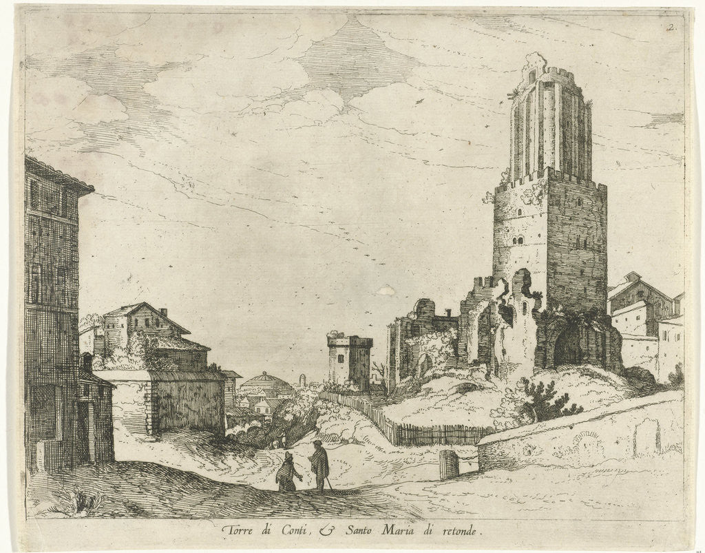 Detail of Torre delle Milizie and Pantheon by Willem van Nieulandt II