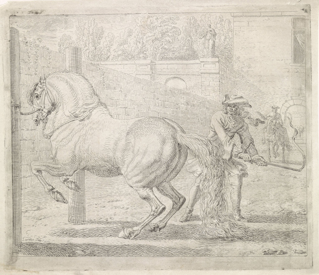 Detail of Man with whip and a horse by Dirk Maas