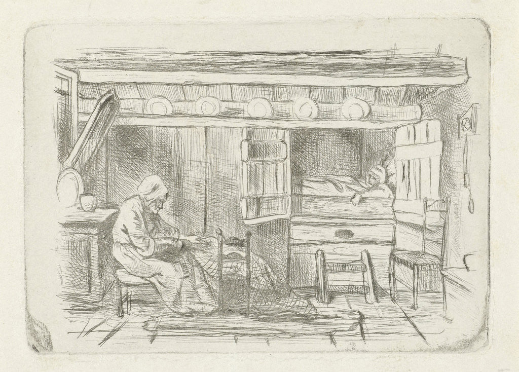 Detail of Two figures in an interior by Jozef Israëls