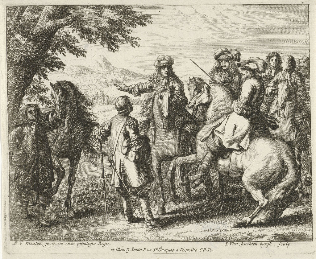 Detail of Horse men by Adam Frans van der Meulen