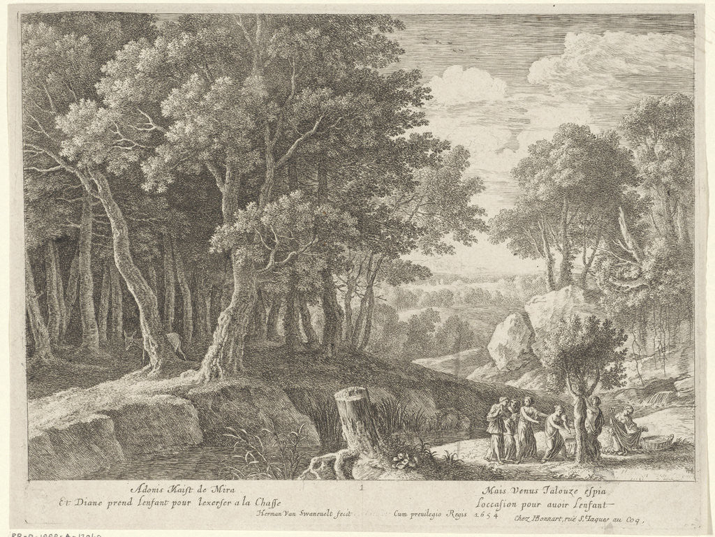 Detail of Birth of Adonis, Herman van Swanevelt by Henri Bonnart I