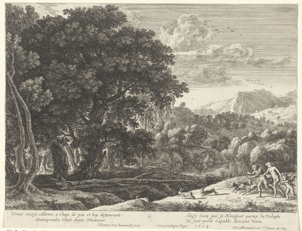 Detail of Venus and Adonis hunting by Henri Bonnart I