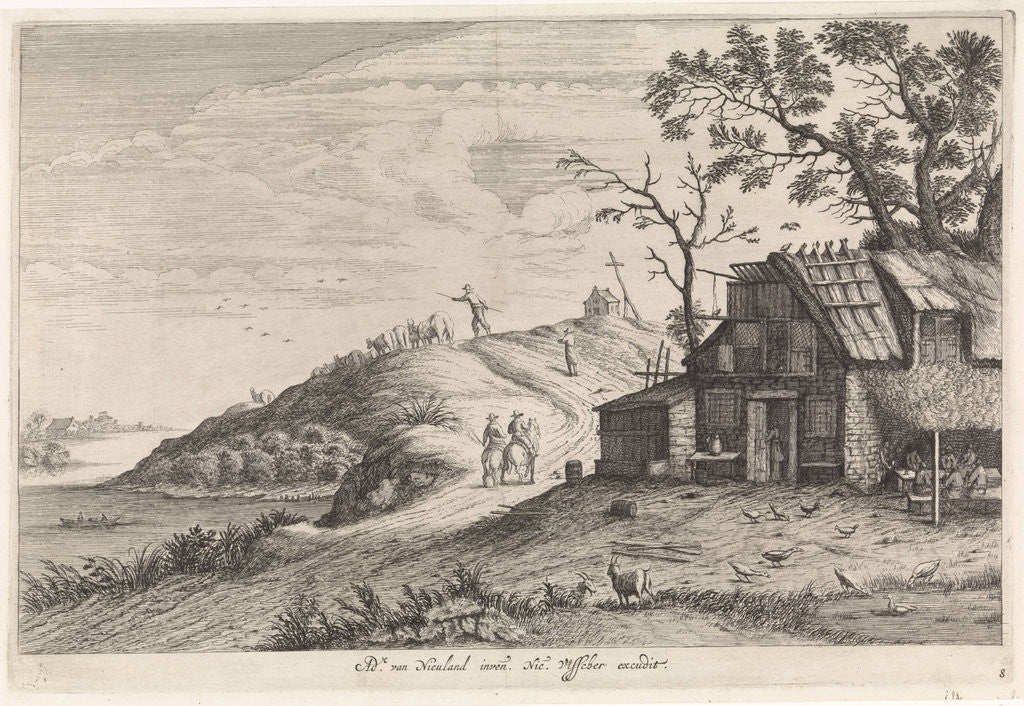 Detail of Pub near to a road, Pieter Nolpe by Nicolaes Visscher I