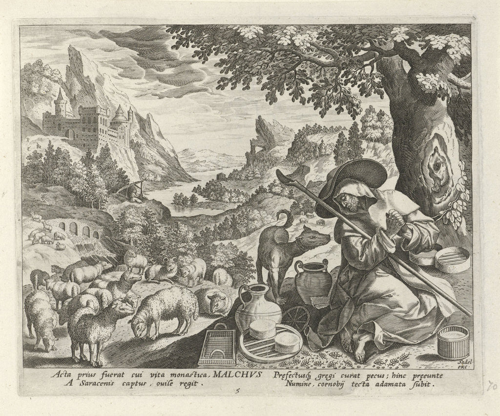 Detail of Malchus of Chalcis as a hermit by Maerten de Vos