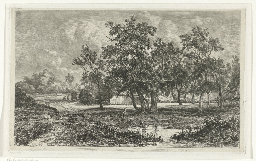 Detail of Landscape with farm among the trees by Christiaan Immerzeel